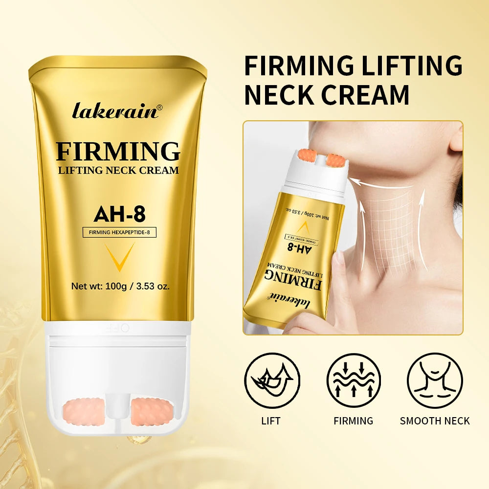 Anti-Wrinkle AH-8 Firming Neck Cream with Roller Neck Lifting Care Massage Neck Cream Moisturizing Beauty Neck Cream