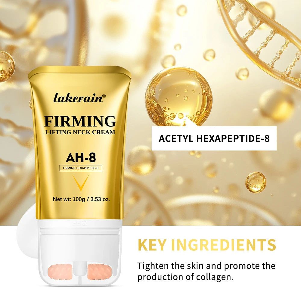 Anti-Wrinkle AH-8 Firming Neck Cream with Roller Neck Lifting Care Massage Neck Cream Moisturizing Beauty Neck Cream