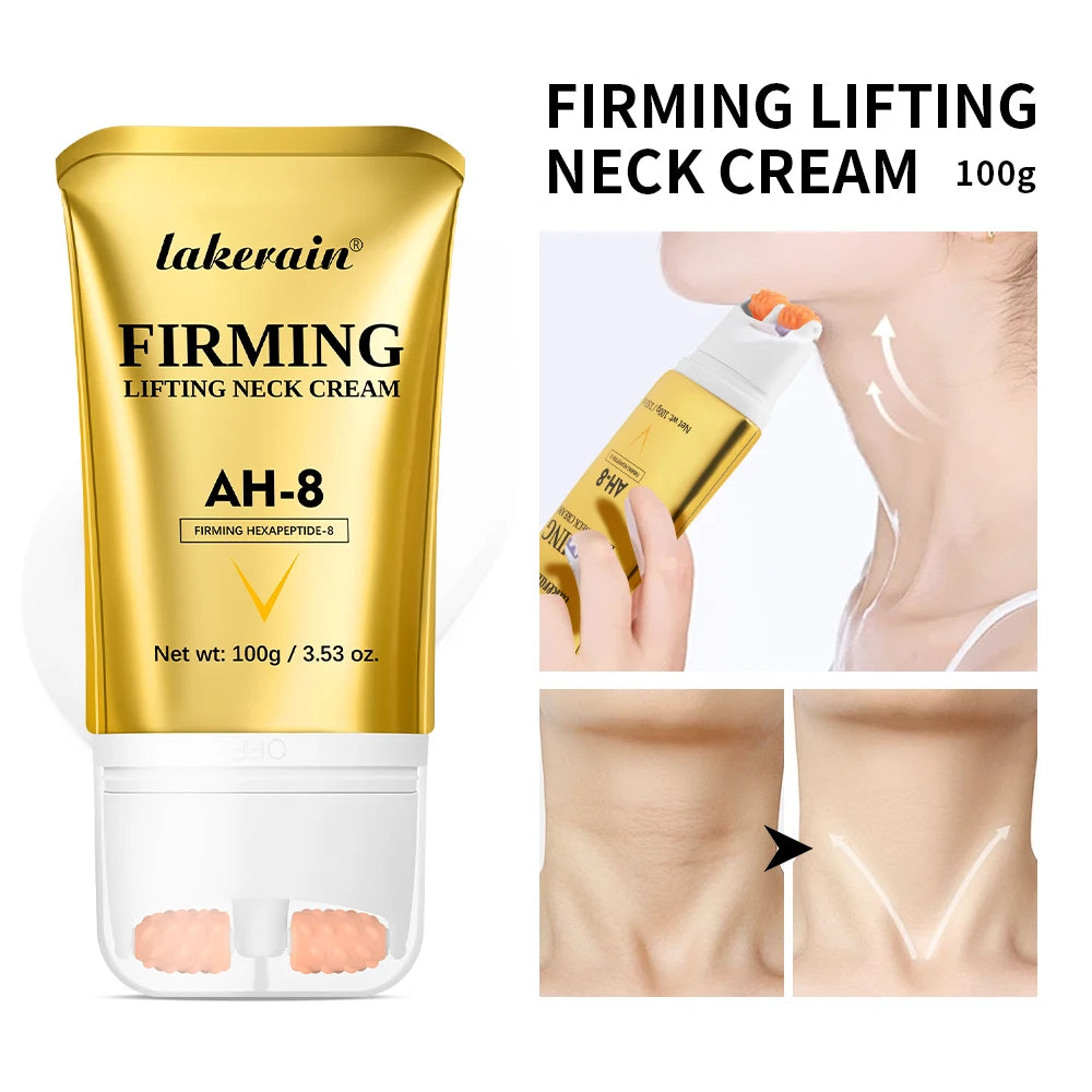 Anti-Wrinkle AH-8 Firming Neck Cream with Roller Neck Lifting Care Massage Neck Cream Moisturizing Beauty Neck Cream