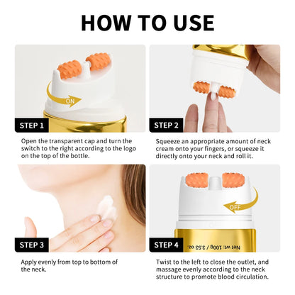 Anti-Wrinkle AH-8 Firming Neck Cream with Roller Neck Lifting Care Massage Neck Cream Moisturizing Beauty Neck Cream